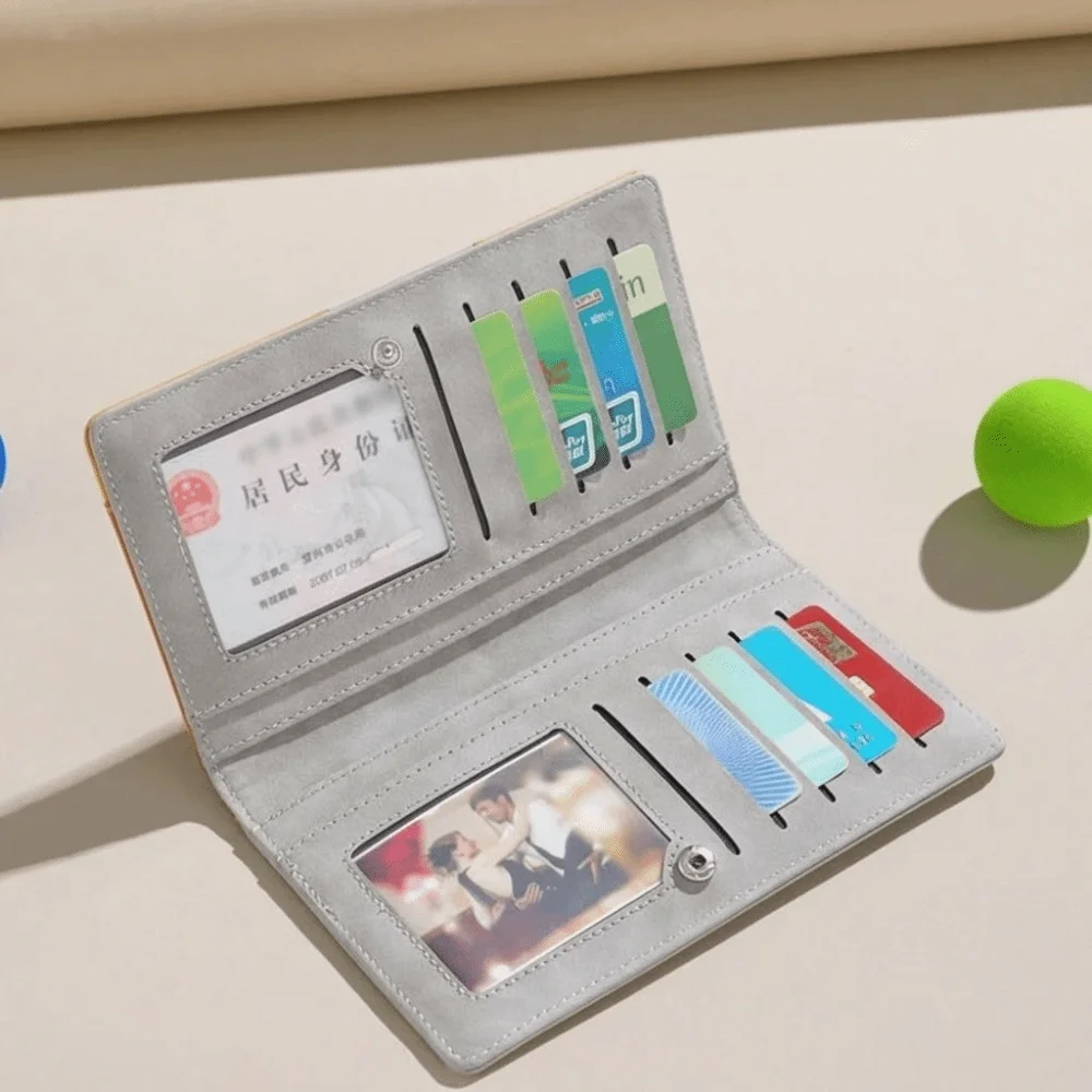 

Многофункциональный женский кошелек из искусственной кожи, 2 сложения, с множеством отделений для карт, держатель для кредитных карт, длинный кошелек в корейском стиле, студенческий кошелек