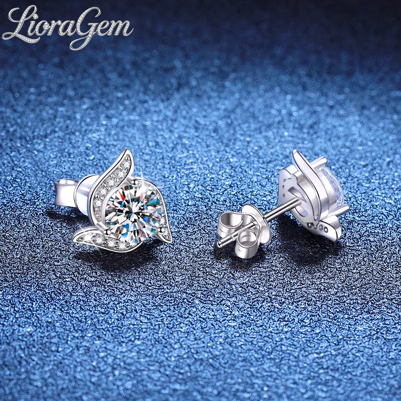 LioraGem Platinum PT950 1.6 Carat Moissanite Fashion Stud Earrings, Simple Spinning Windmill Moissanite Earrings