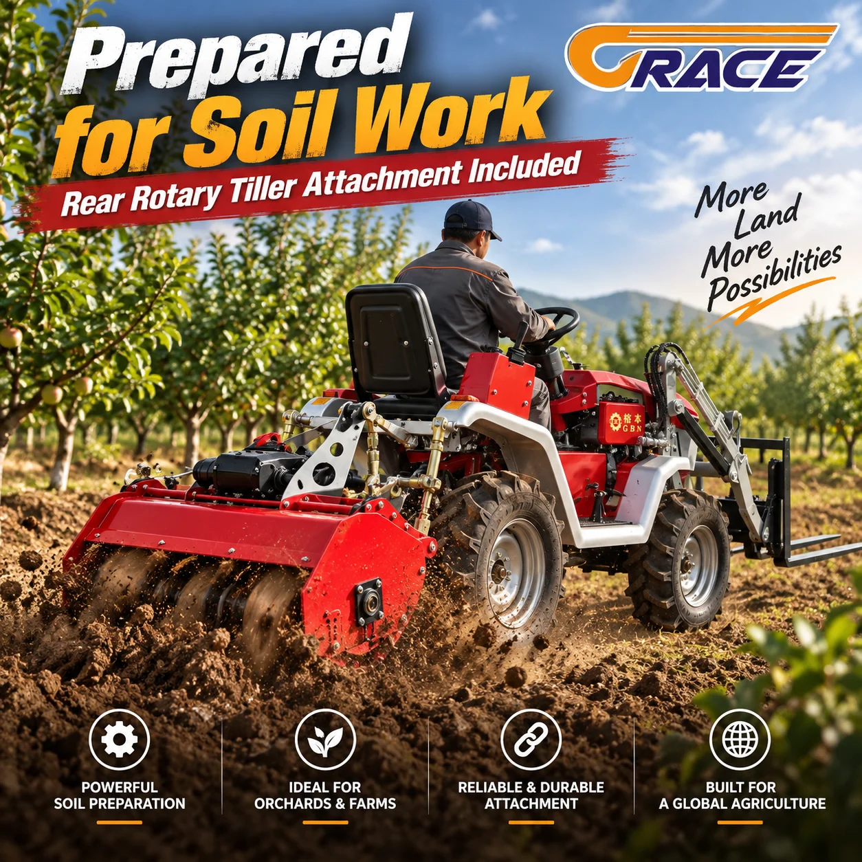 Small Sized Wheel Type Rotary Tiller Lightweight Farm Tilling Machine Convenient Operation Soil Cultivation Equipment