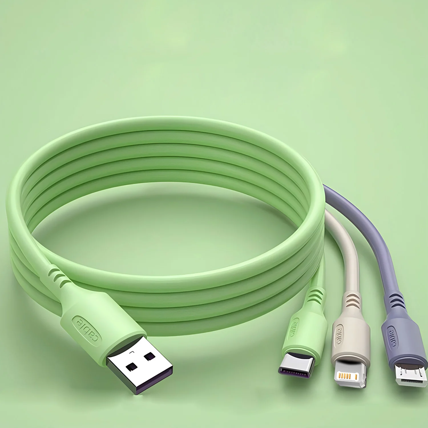 Mobile Phone Cable 3 In 1 5A Charge Cable Cord For iPhone Xiaomi Micro USB Type C Multi Port Multiple Charging Wire Line