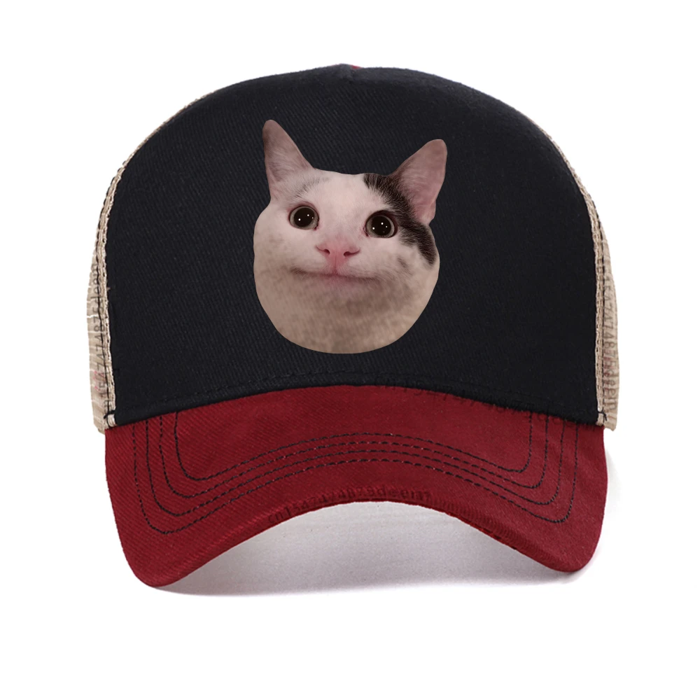 

Cat Meme print graphic baseball cap Fashion Hip Hop Streetwear Unisex Summer mesh snapback hat casual Breathable sun sport hats