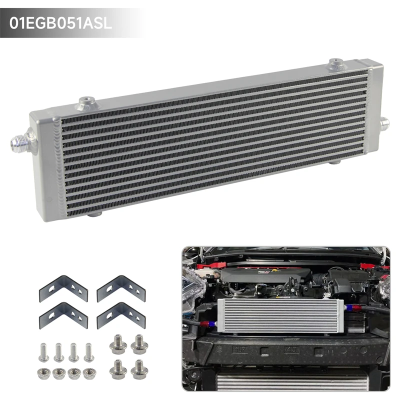 

Universal Large Bar and Plate Single Cross Flow Oil Cooler 18.5"x5.5"x1.58" Core Black/Silver