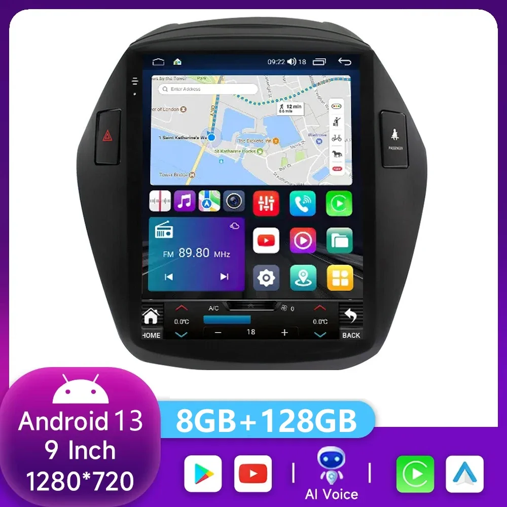 

4G+WIFI Android 13 For Hyundai Tucson IX35 2010 - 2012 2013 2014 2015 2Din Radio Multimedia GPS 2 din Carplay For Tesla style