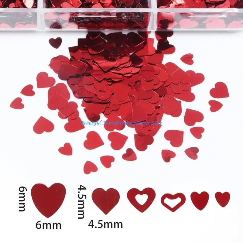 E56A Art Glitter 3D Sequins Glitter Hollow Heart-shaped Flakes Supplies Decoration DIY Accessories