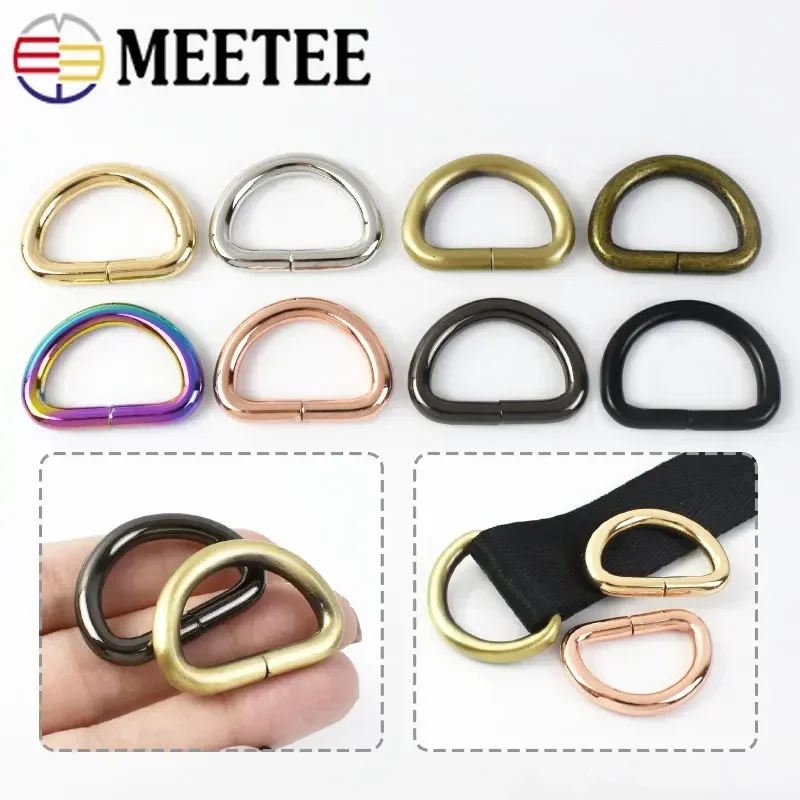 10/30Pcs Meetee 25mm D Ring Metal Buckles Strap Hook Webbing Connector Buckle Luggage Rings Clasp for Bag Hardware Accessories