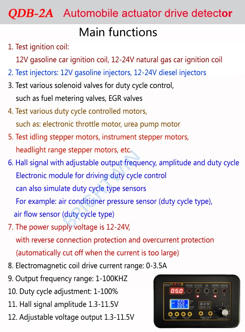 Upgrade QDB-2A 3A Automobile Ignition Coil Tester Car Idle Stepping Motor Solenoid Valve Injector Actuator Fault Detector Driver