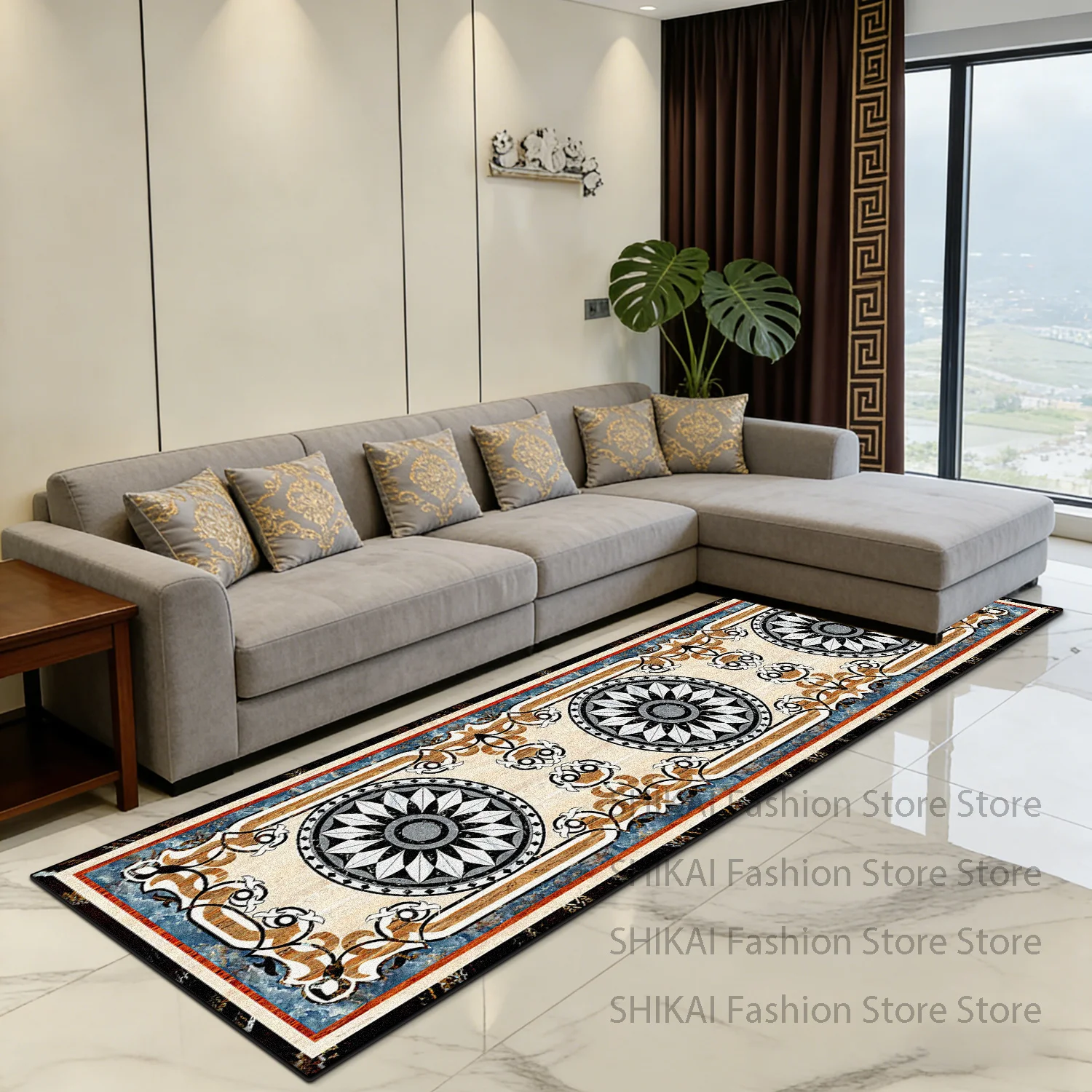 European Luxury Style Washable Long Corridor Carpet Decoration Doorway Non-slip Runner Rug Foldable Lint-free Sofa Floor Mats