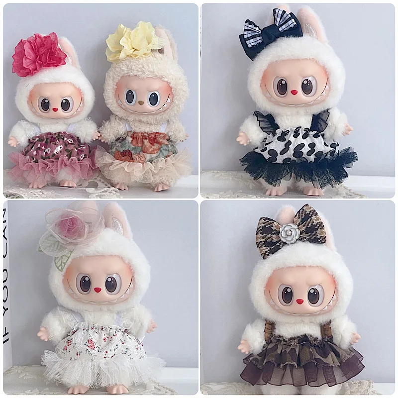 

Forest-style Skirt Romantic Hairpin Vintage Style 17cm Labubu Generation 1 2 and 3 Macaron Color System Doll Clothes