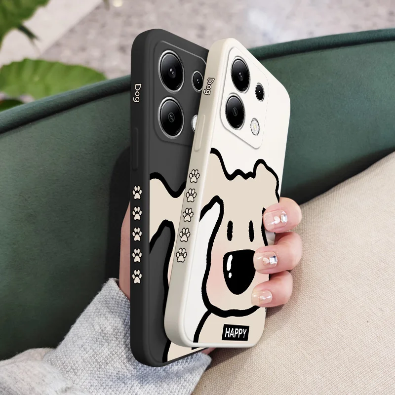 Funda de teléfono de perros de maquillaje para Xiaomi Redmi Note 14 13 12S 11 11S 10 10S 9 9S Pro Plus 4G 5G cubierta de silicona líquida