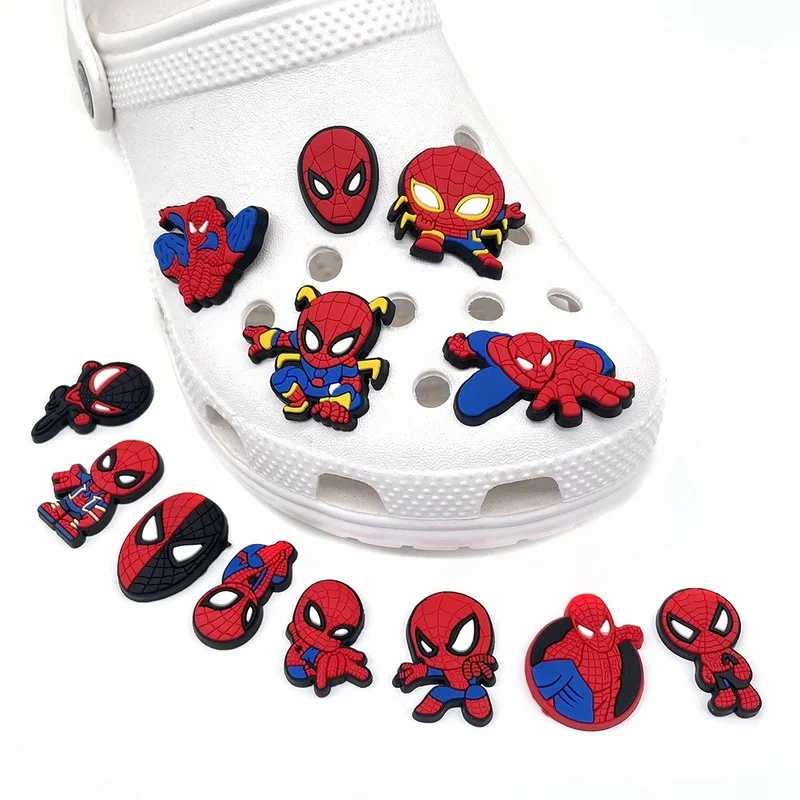 Marvel Super Hero Shoe Charms Spiderman PVC DIY shoe Accessories Fit Crocs Clogs Cartoon Sandals Decorate Unisex Kids Party Gift