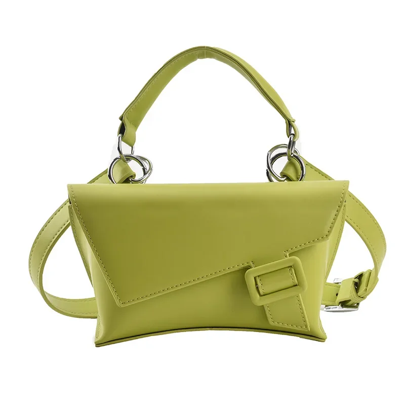 Bolso pequeño de cuero para mujer, bandolera de diseñador con solapa, color verde, 2023