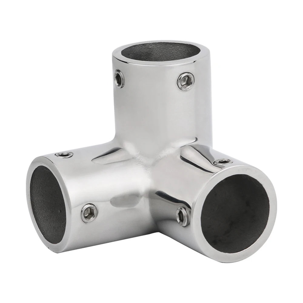 25mm High-Quality Stainless Steel Boat Tube Pipe Connector Marine Tee Rail Fittings 90° 3 Way Corner Elbow Boat Accessories