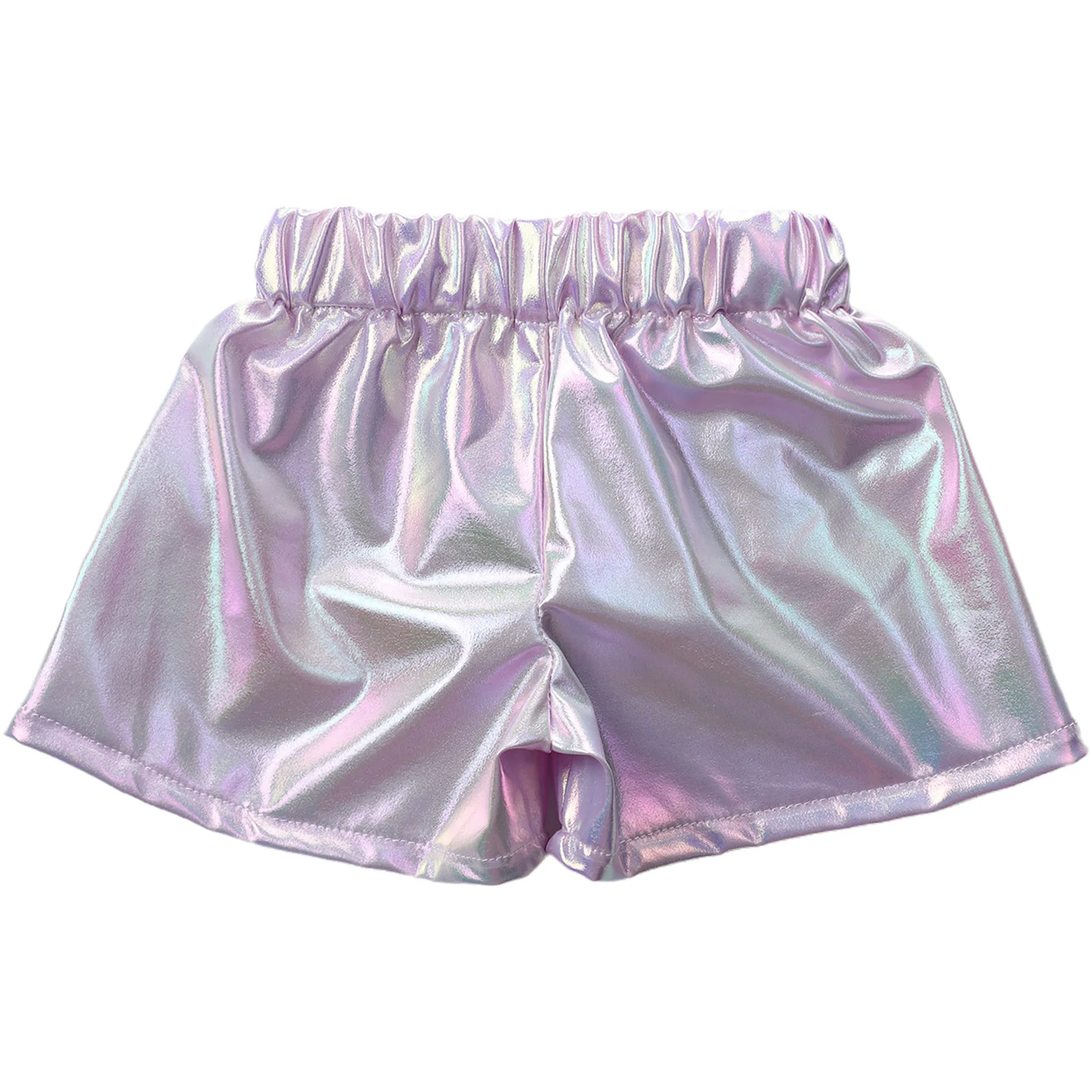 Kids Girls Hip Hop Street Modern Dance Clothes Shiny Metallic Short Sleeve Crop Top High Waist Shorts Workout Yoga Dancewear image 4