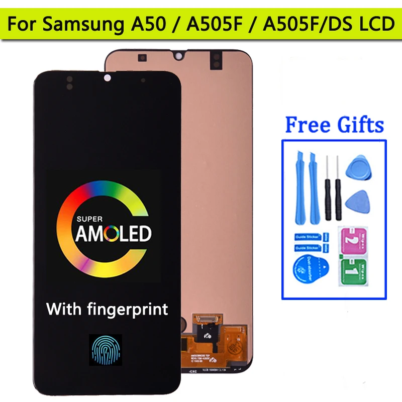 Super AMOLED 6.4\'\' Display For Samsung A50 SM-A505FN/DS A505F/DS LCD Display Touch Screen Digitizer For Samsung A50 lcd