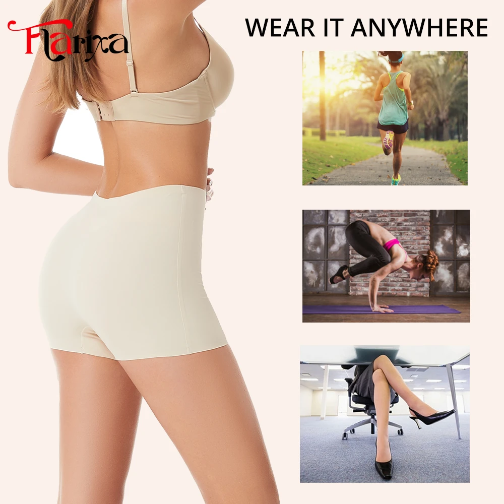 Flarixa Protective Slip Shorts Under the Skirts BoyShorts Women Seamless High Waist Boxer Briefs Safety Panties Anti-Chafing Leg