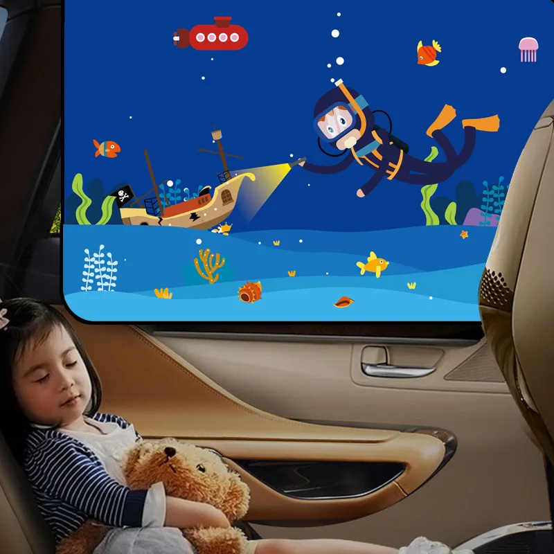 Car Sun Shade Car Window Sunshade Magnetic Parasol Ventanas Laterale Cartoon Child Protection Sun Protection For Car Curtain