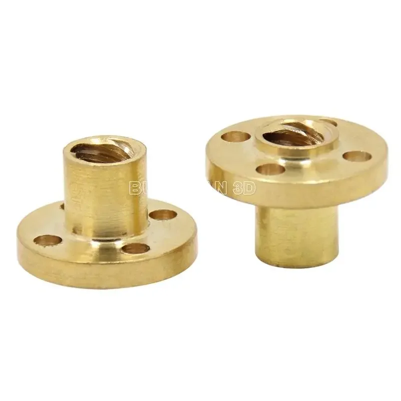 4PCS/10PCS T8 Screw Round ACME Brass Nut Pitch 2mm Reprap T8 Lead Screw Lead 2/4/8mm Screw Nut For CNC 3D Printer Parts