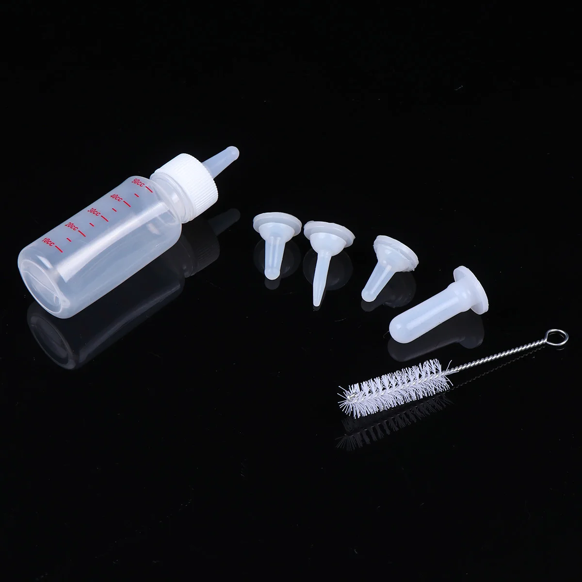 

1Set 50ml Pet Transparent Nursing Bottle Dog Cat Feeder with 3 Styles Replacement Mouths 07cm 03cm 12cm PP Silicone Material