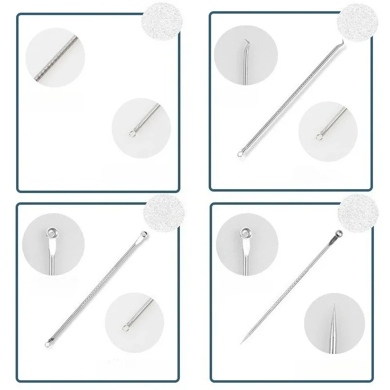 Ensemble d'aiguilles d'acné en acier inoxydable, pour presser les particules de graisse, points noirs, outils de soins de la peau, 4 pièces