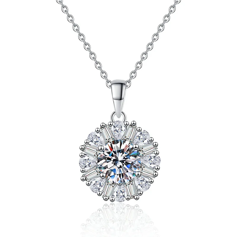 

Apaison Bridal Real 1 ct Moissanite Adjustable Necklace Pendants 925 Sterling Silver Anniversary Jewelry