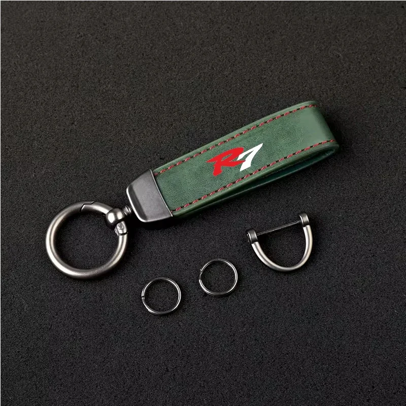 For YAMAHA YZF R6 R3 R1 R7 R15 R125 YZFR6 YZFR7 1PCS Motorcycle Metal PU Leather Motorcycle Keychain Ring Accessories