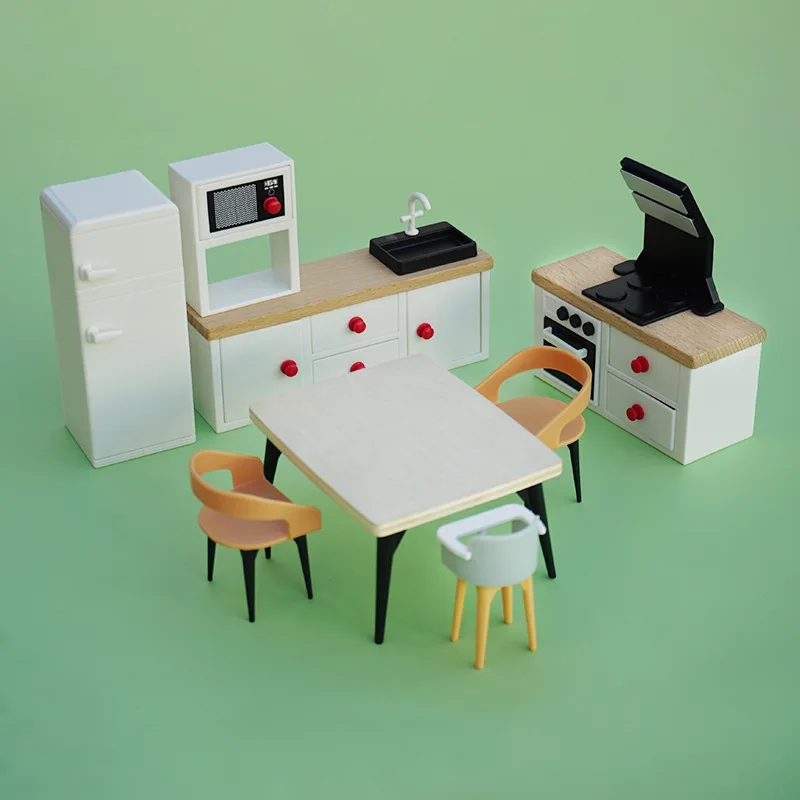 Dollhouse Cabinets Integrated Stove Furniture Kitchen Scene 1:12 Miniature Decorations Play House Simulation Home Decoration
