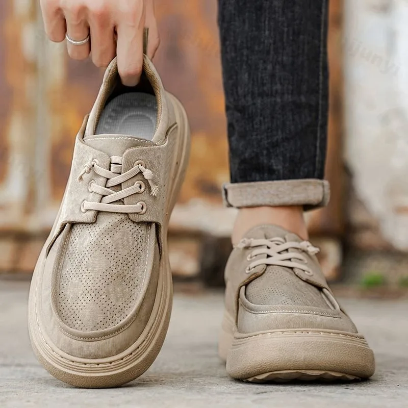 

Мужская повседневная обувь, новые весенние легкие дышащие удобные лоферы без шнуровки на мягкой подошве, модная уличная универсальная обувь на плоской подошве