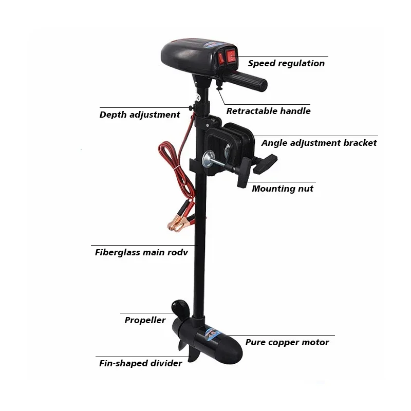 Solarmarine Electric Trolling Motor, 18 LBS, 180 W, 2 kW/H, Outboard Engine for Inflatable Boat, Rowing Kayak