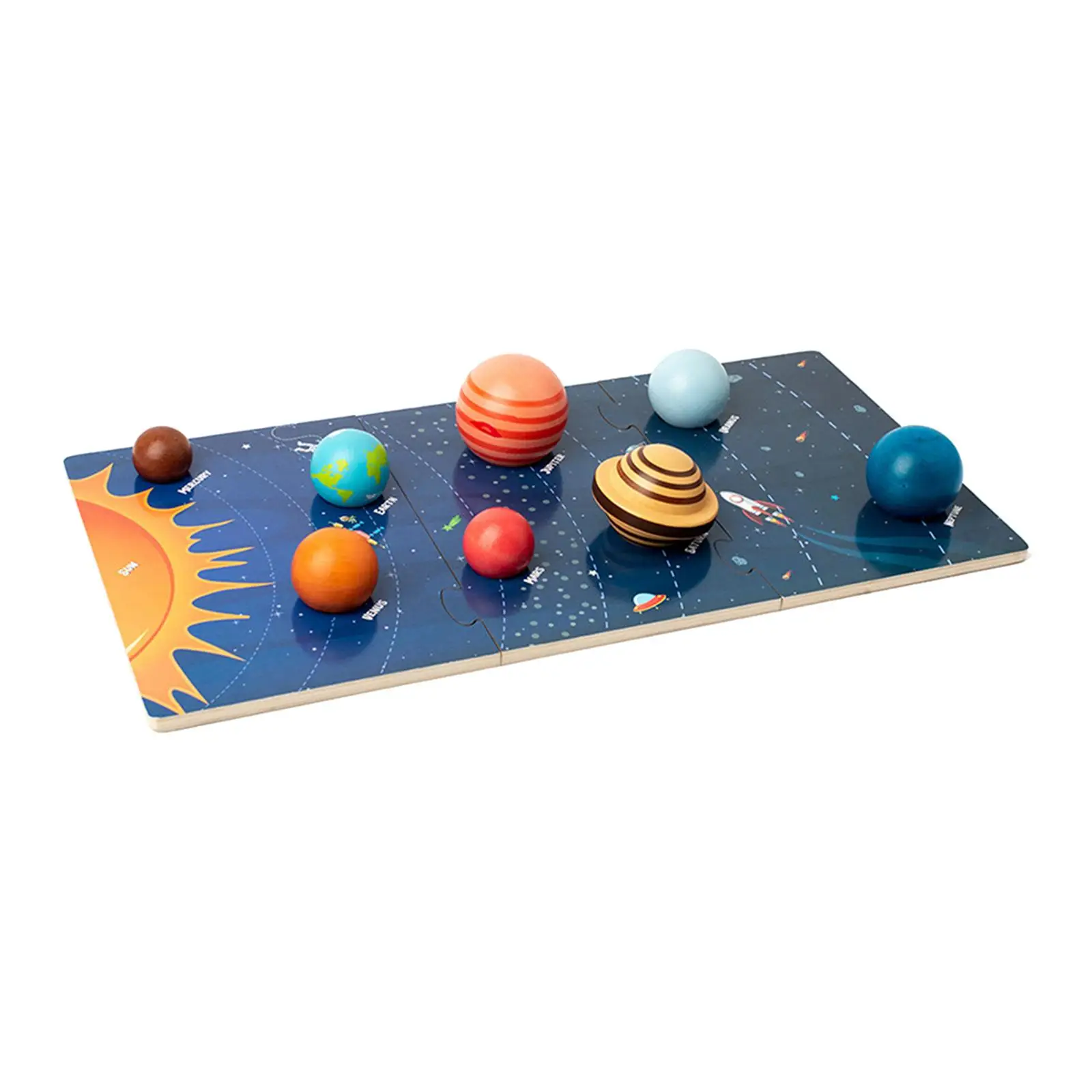 Toddlers Sensory Toys Training Wooden Solar System Puzzle Toy for Education