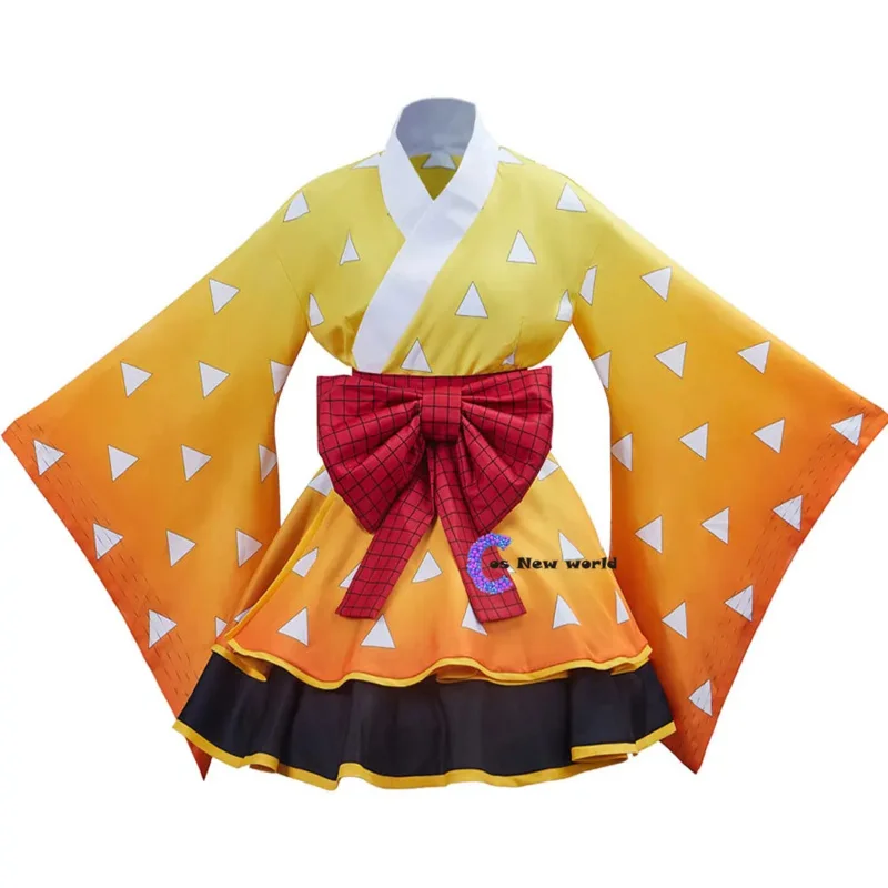 Anime nuevo Kamado Tanjirou Agatsuma Zenitsu Rengoku Kyoujurou Kimono de estilo femenino para disfraces de Halloween Unisex