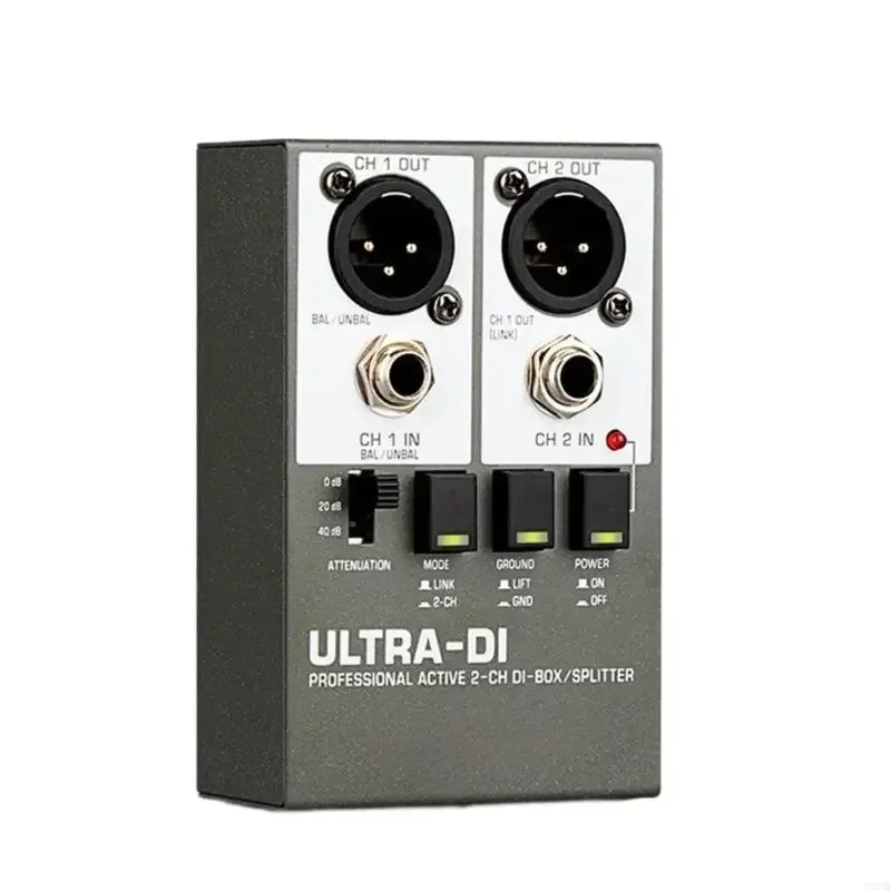 DI Box Professional Audio Active 2-Channel High Frequency Interference Guitar Instrument for Stage