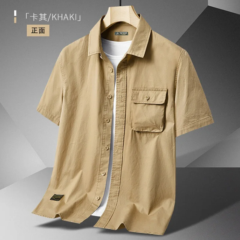 Summer Lightweight Short Sleeve Cotton Shirt Men's Business Breathable Casual Top