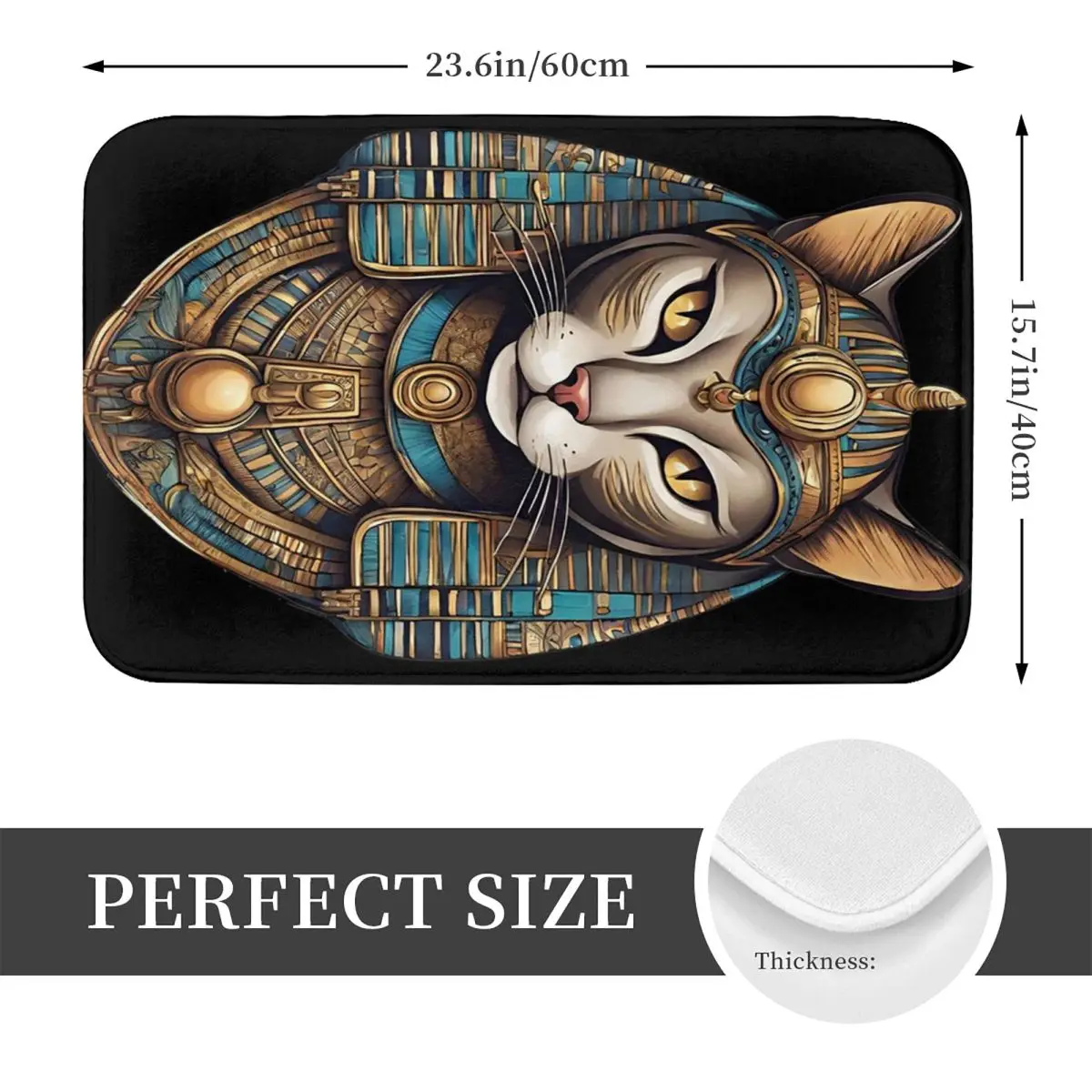 Egyptian Cat Non-slip Doormat Floor Mat Sand Scraping Carpet Rug for Kitchen Entrance Home Balcony Footpad Mats