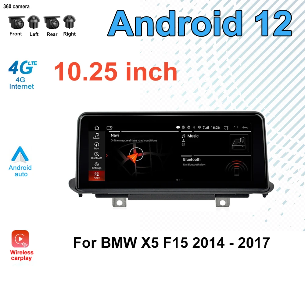 

Головное устройство NBT для BMW X5 F15 2014 - 2017 10,25 ''IPS 4G Android 12 Автомобильный мультимедийный плеер для воспроизведения видео навигации