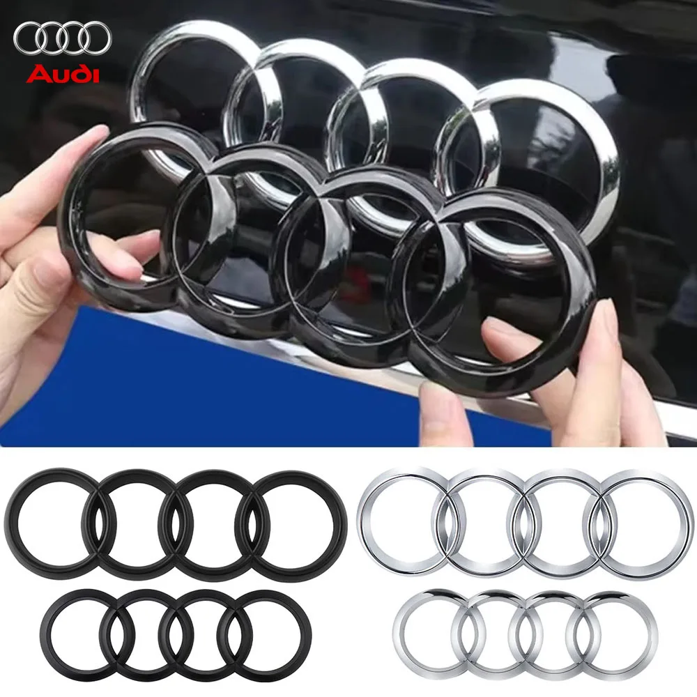 For AUDI Q3 Q5 Q5 Sportback Q3 Sportback Q7 Q8 S5 S6 S7 R8 S4 4 Ring ABS Car Hood Front Bonnet Grill Rear Trunk Emblem Stickers