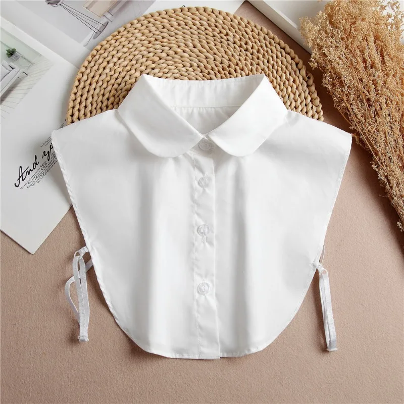 Vintage Ladies Cotton Crystal Fake Collar Blouse Solid Detachable Shirt Collar False Lapel Blouse Top Women Clothes Accessories