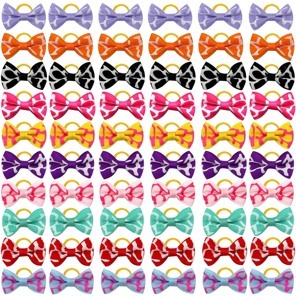 100pcs Pet Accessories Dog Hair bows Fashion Cute Dog Bows Rubber Bands Pet Hair Collar Decoration for Dog Accessories