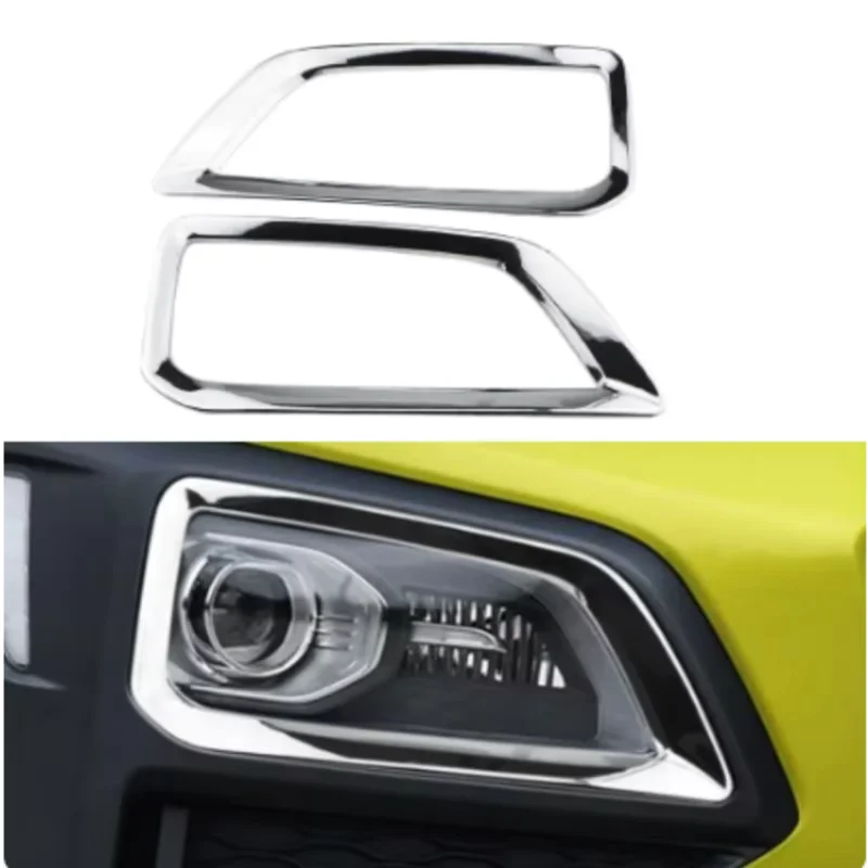 

For Hyundai Kona Encino Kauai SUV 2017 2018 2019 2020 Chrome Car Front Fog Light Lamp Cover Trim Foglight Bezel Trim Accessories