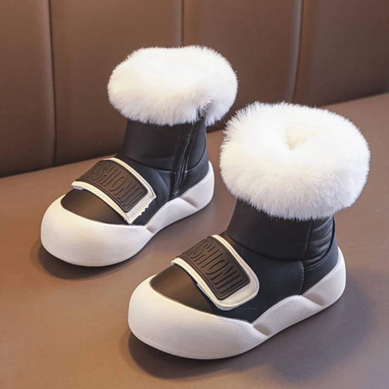 Warm Snow Boots New Fashion Girl Boots Simple Versatile Mid Length Boot Velvet Comfort Child Shoes Anti Slip Classic Girls Shoe