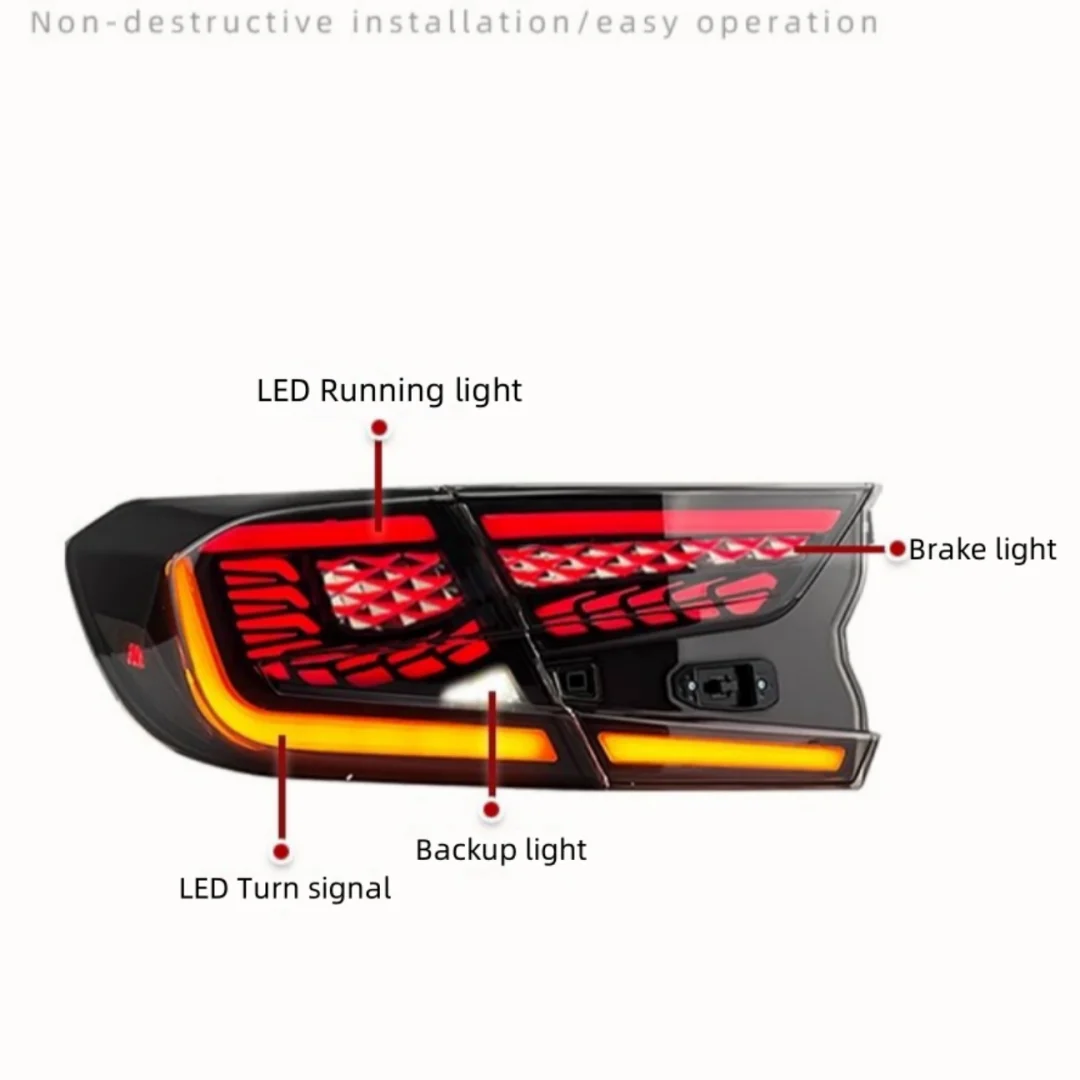 LED Taillights Rear bumper light for Honda Accord 10th 2018-2021 modified Running light Brake light Turn signal Backup light