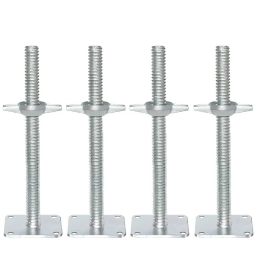 

Adjustable Leveling Jack 12" Scaffolding Galvanized Screw Solid Stem Jack with Base Plate 4 Pack