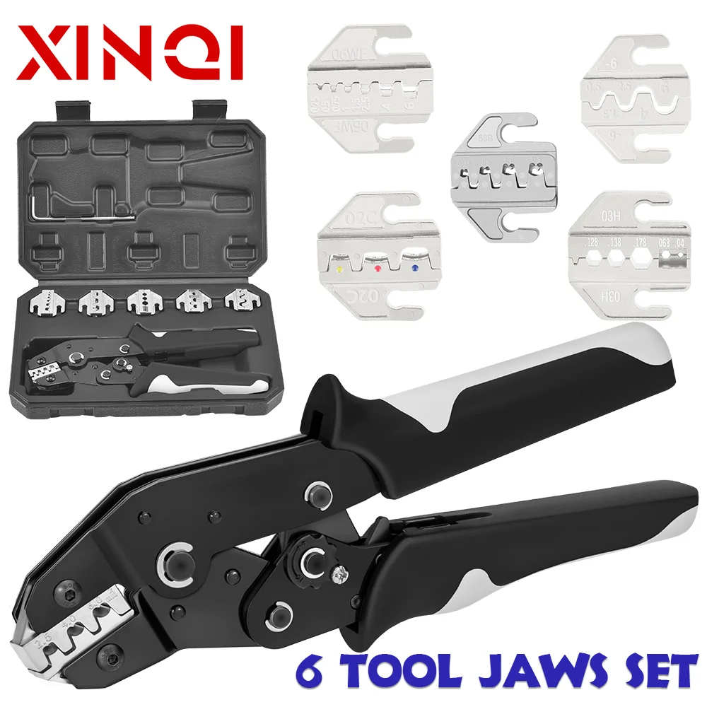 Crimping Pliers Kit Quick Jaw Replacement for Tab 2.8/4.8/6.3/Tube/Photovoltaic/Insuated/Dupont Terminals Electrical Tool