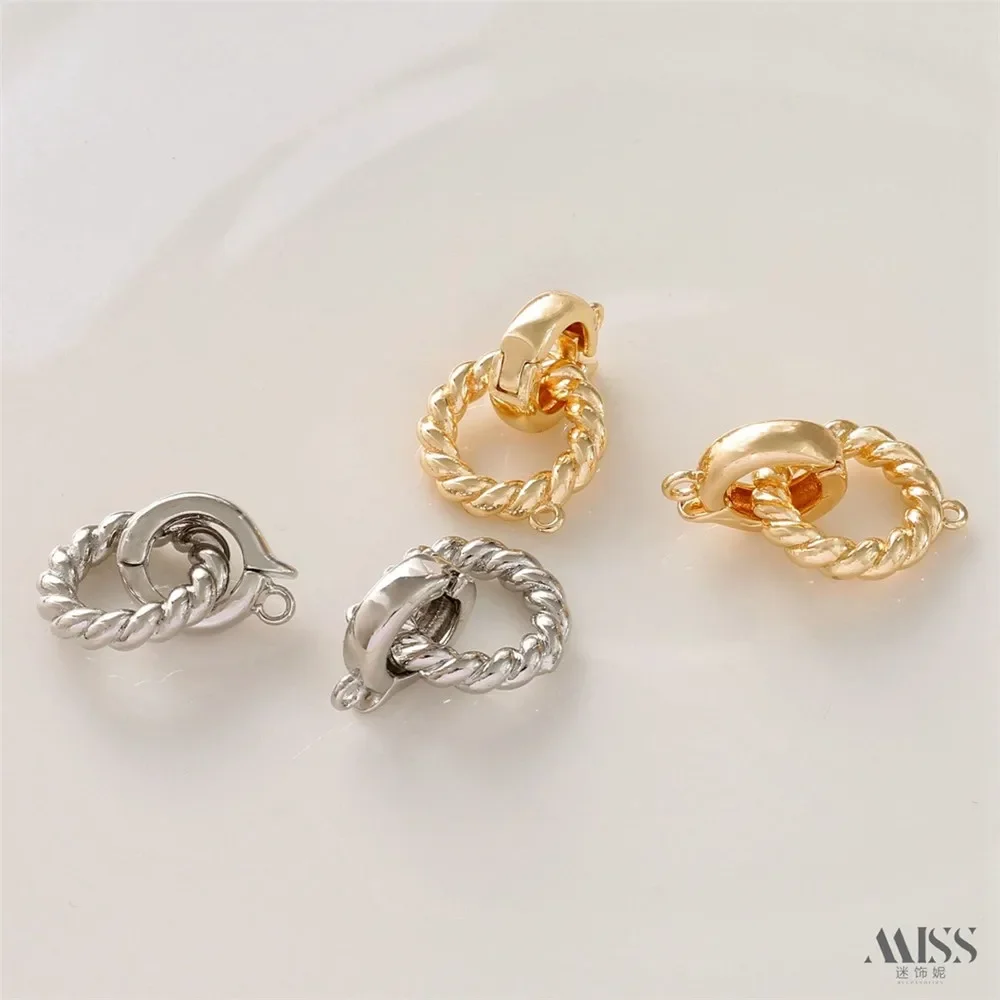 14K Gold Bag Color-preserving Twist Ring End Connection Buckle Round Buckle DIY Pearl Bracelet Necklace Buckle Accessories
