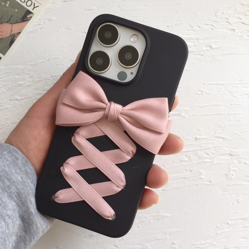Loria Ballet Theme Y2K Girl\'S Phone Case Bow Handmade iphone 15 Pro Max Soft Case Silicone for iphone 16 14 13 11 12 Pro Max