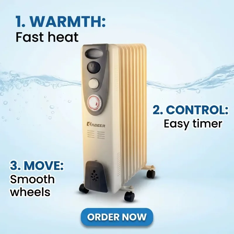 Airo Free Standing Oil Filled Radiator  5-15 Fins Overheat Protection  Home Heater