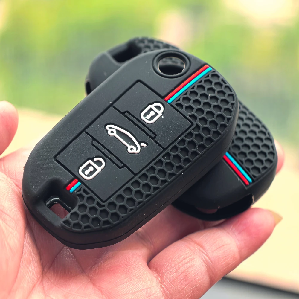 

Silicone Car Flip Key Case Cover Shell For Peugeot 208 308 408 508 2008 3008 4008 5008 For Citroen C3 C4 CACTUS C6 Accessories