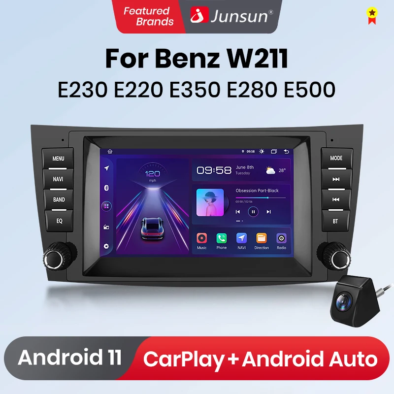 Junsun Android Auto for Mercedes Benz E-Class W211 W219 E200 E220 E300 Carplay Car Multimedia RDS GPS Radio No 2din autoradio