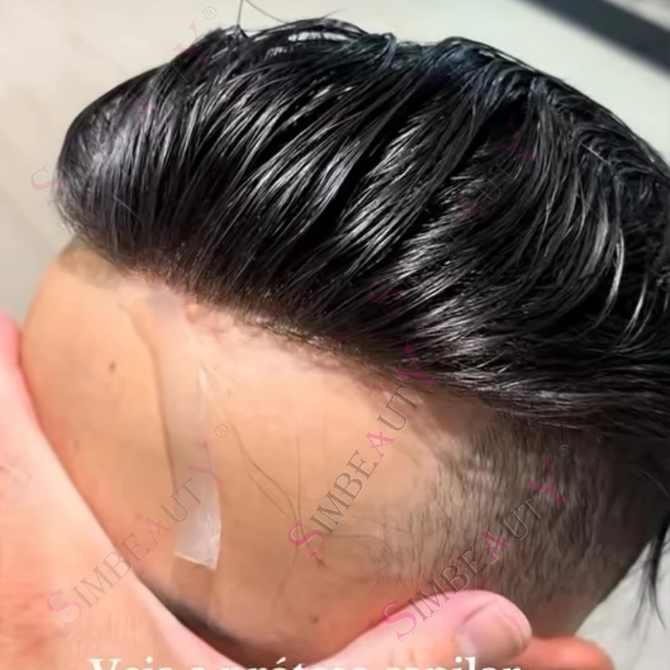 

Супернатуральный, прочный, тонкий микропластиковый мужской парик (система замещения волос) из натуральных волос, цвета черный, коричневый, серый (1B40, 1B65)