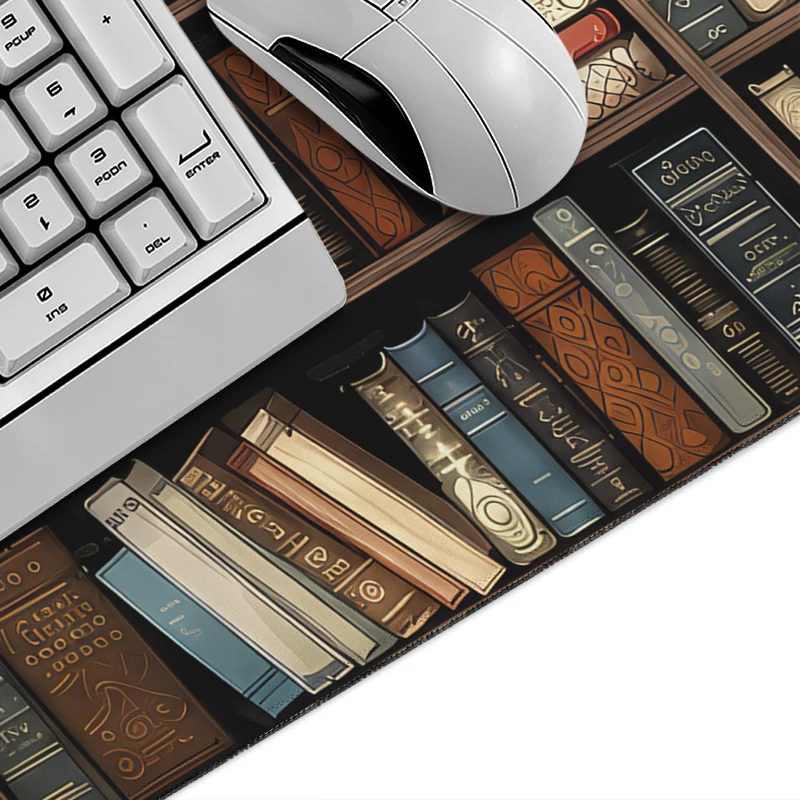 Mouse Pad Gamer Vintage Library Bookshelf printon demand Large Home Mousepad XXL MousePads Natural Rubber Office Soft Computer