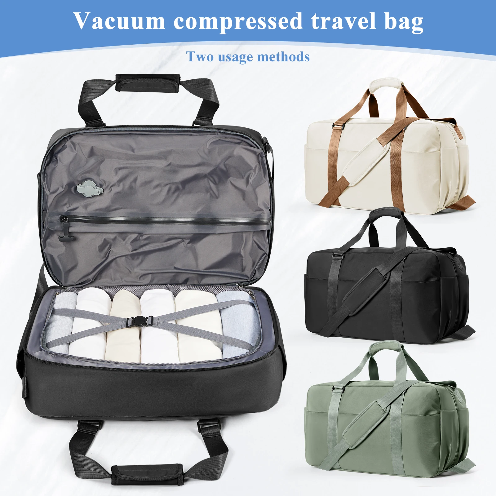 Cabin Plane Travel Bags Vacuum Compression Airbag with Pump Cabin Bags, Women Men Large Capacity Vacuum Bag for Clothing Weekend